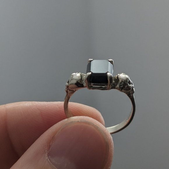 Onyx Skulls 10k White Gold Margaret Cross Modern Mourning Jewellery Discontinued - Picture 6 of 7